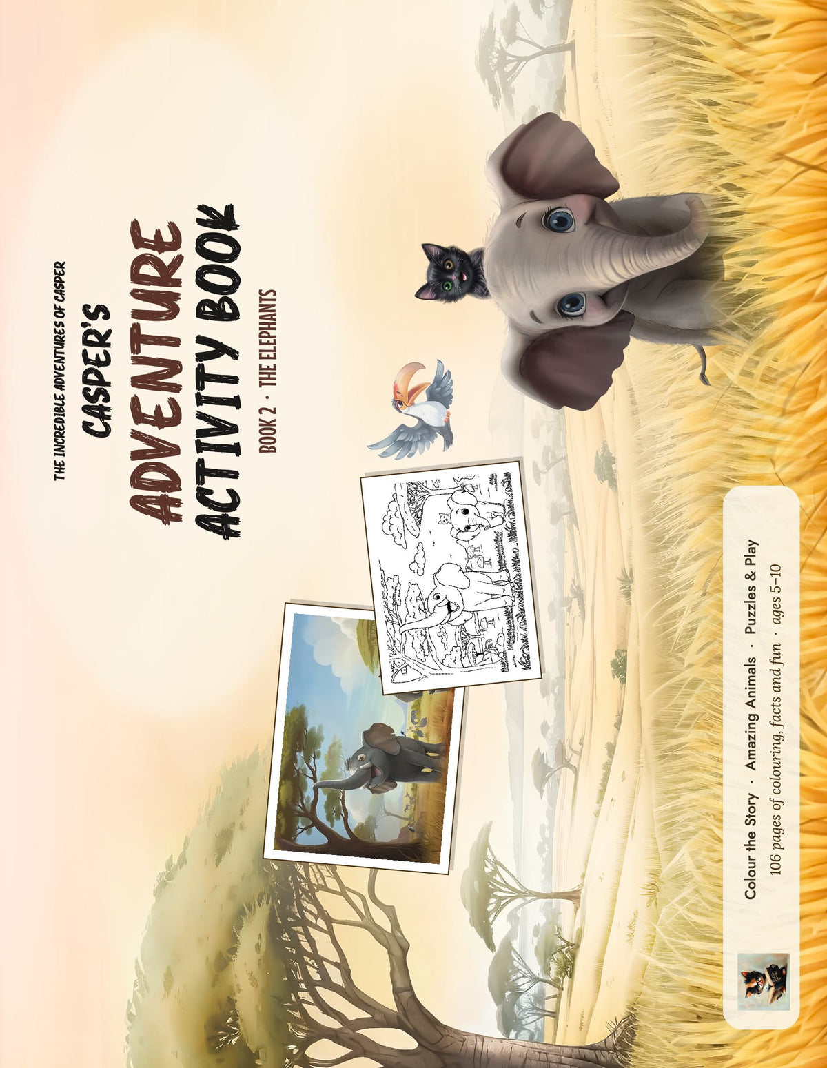 Casper's Adventure Activity Book 2: The Elephants, back cover and spine