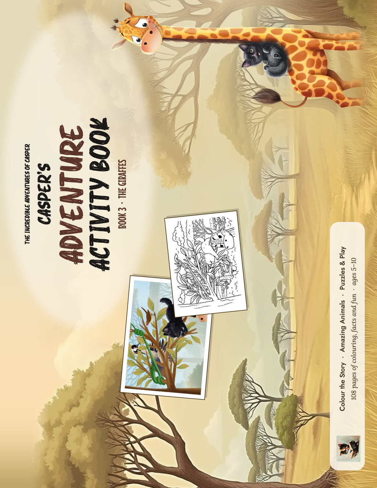 Casper's Adventure Activity Book 3: The Giraffes, back cover and spine