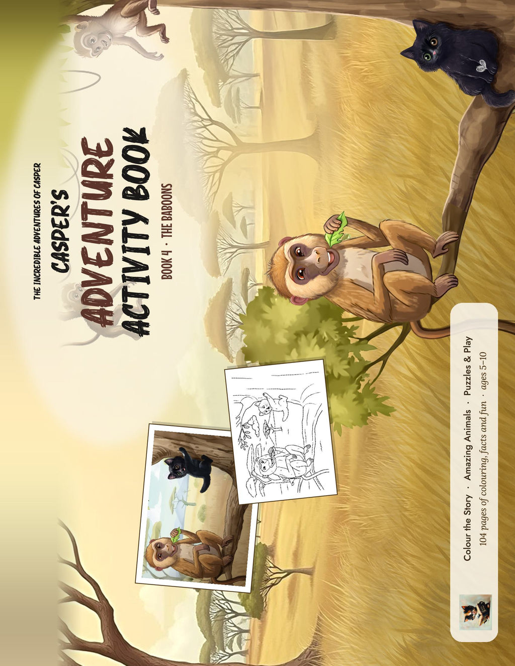 Casper's Adventure Activity Book 4: The Baboons, back cover and spine