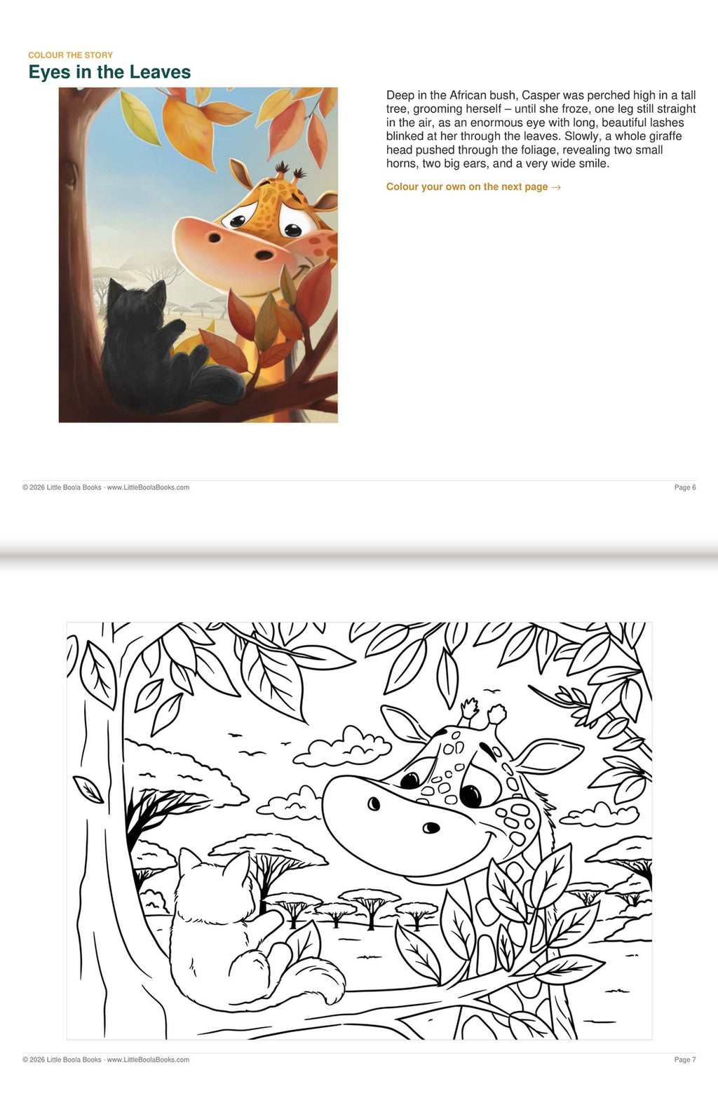 Inside Activity Book 3: The Giraffes. Colour the Story: a picture from the book above the page to colour in