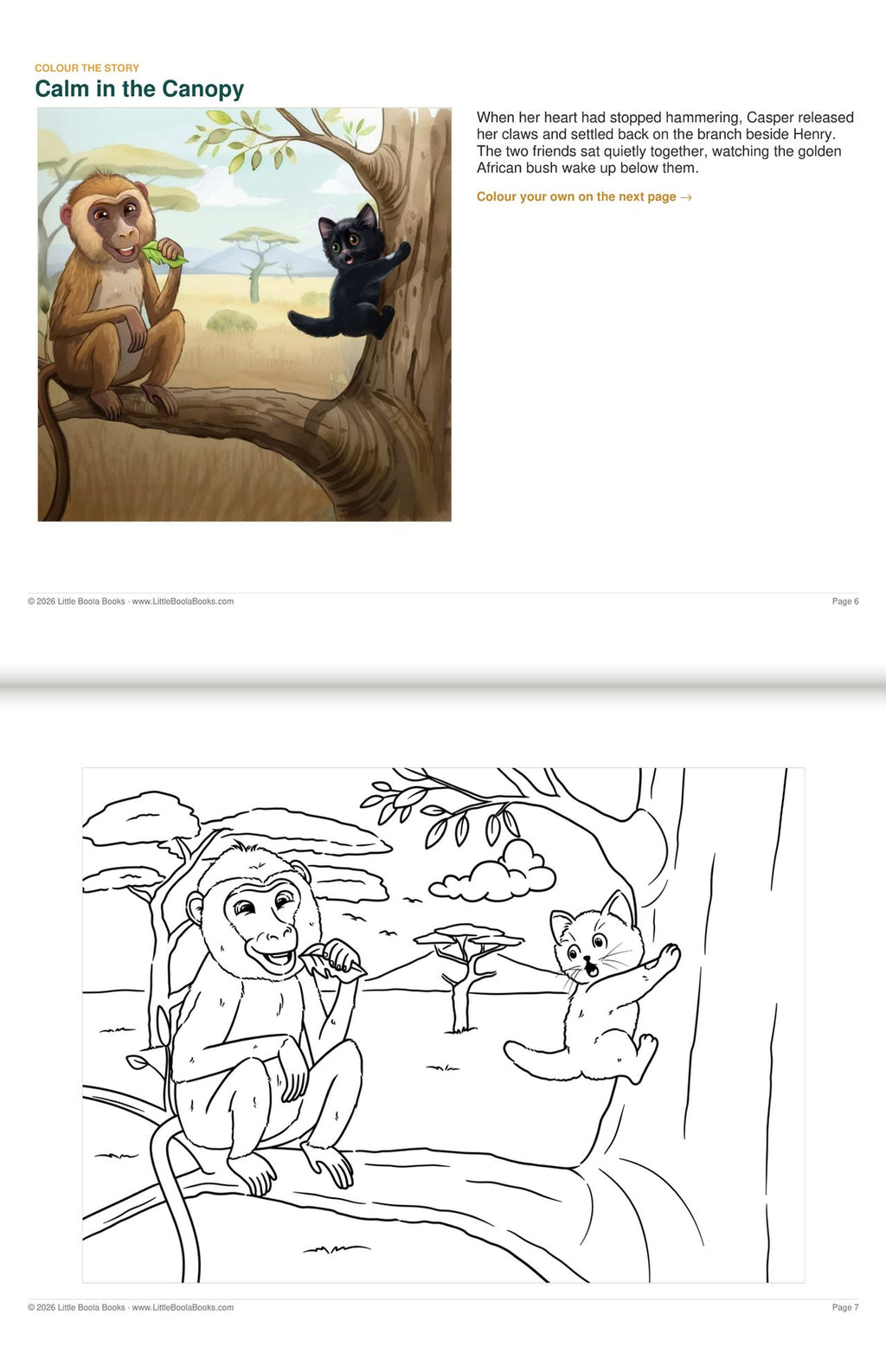 Inside Activity Book 4: The Baboons. Colour the Story: a picture from the book above the page to colour in