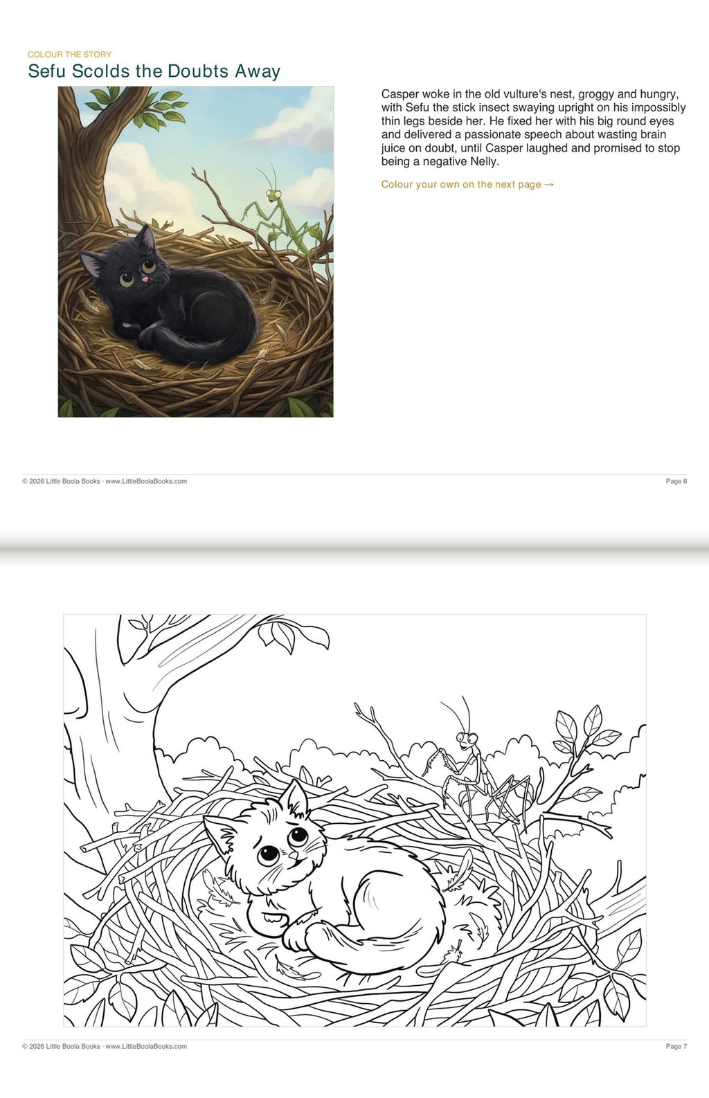 Inside Activity Book 8: The Warthogs. Colour the Story: a picture from the book above the page to colour in