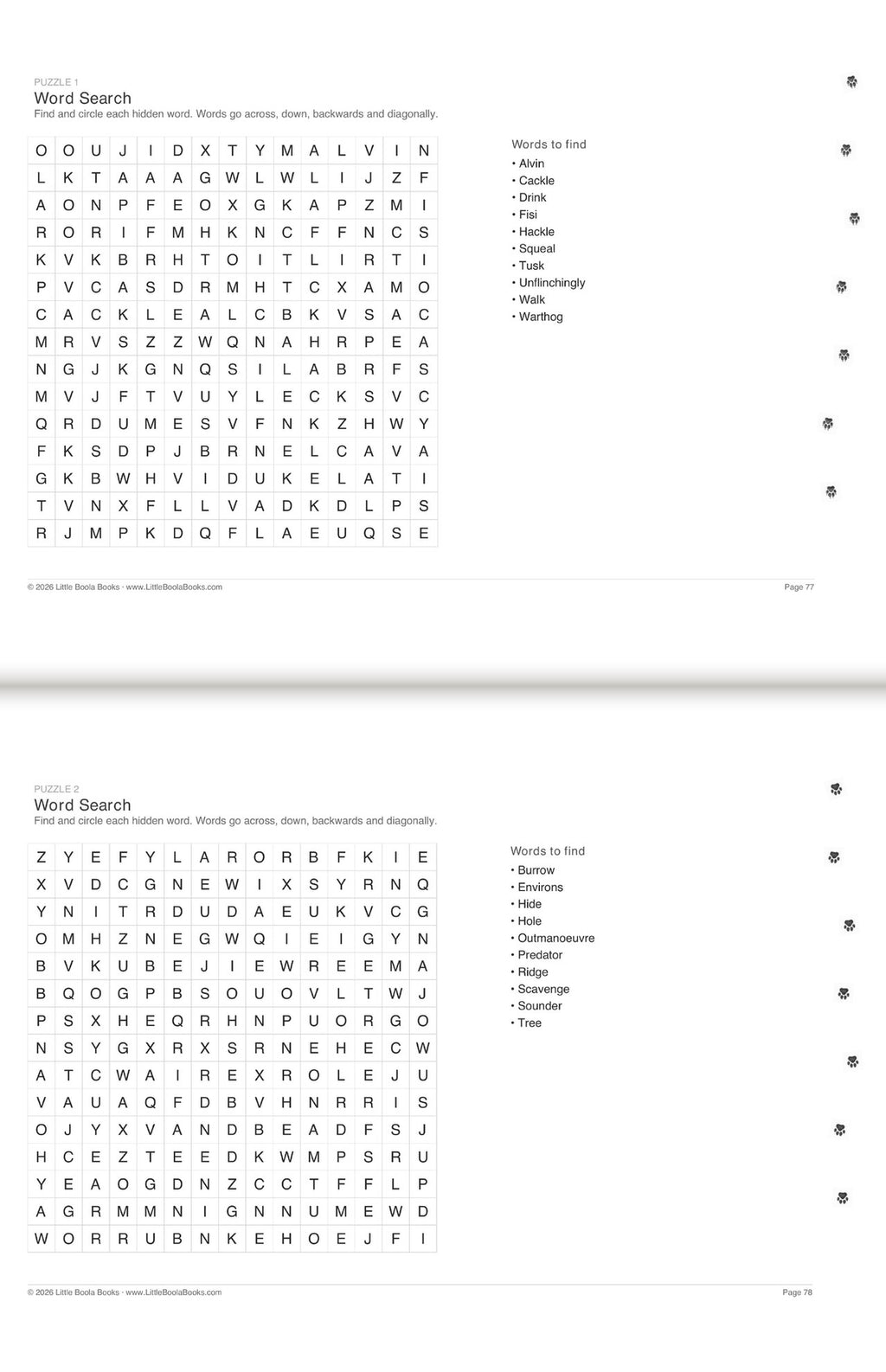 Inside Activity Book 8: The Warthogs. Puzzles & Play: a word search