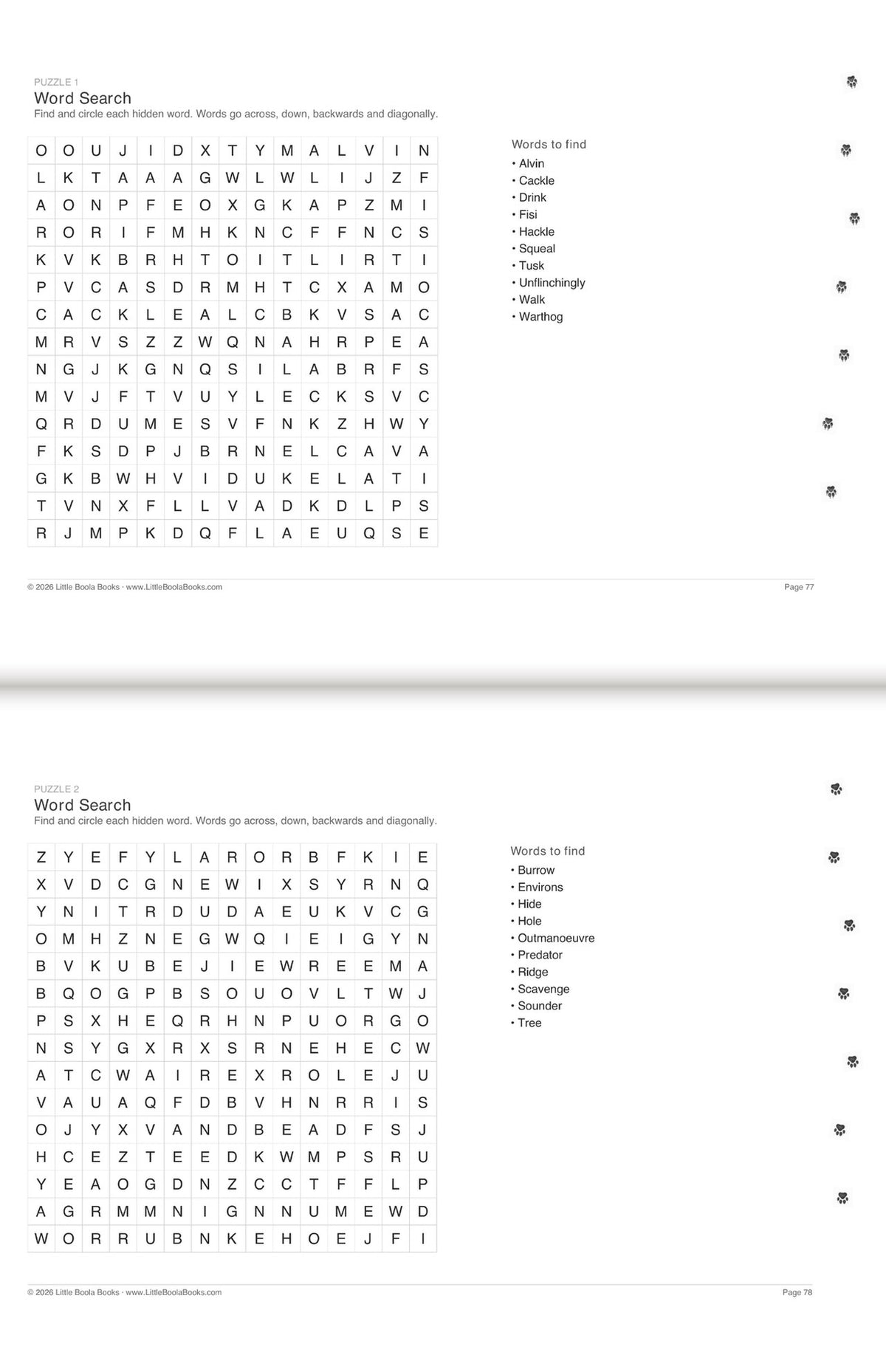 Inside Activity Book 8: The Warthogs. Puzzles & Play: a word search