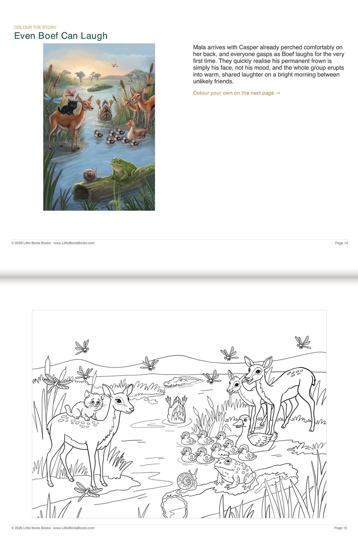 Inside Activity Book 9: The Hippos. Colour the Story: a picture from the book above the page to colour in