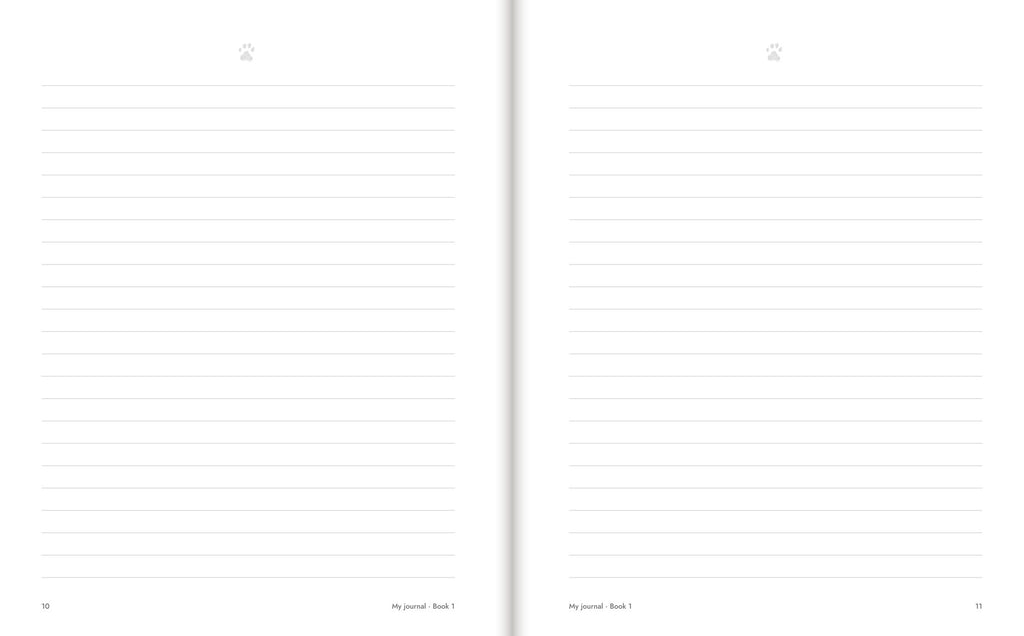 Inside Casper's Adventure Journal, Book 1: a drawing prompt and a writing page