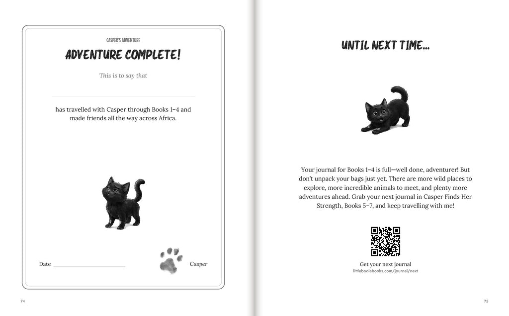 Inside Casper's Adventure Journal: the Adventure Complete! page